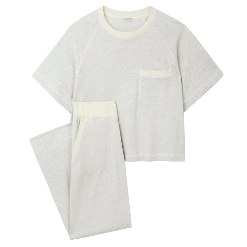 Thumbnail of Cream Marl Organic Cotton Sweatshirt & Joggers Set image