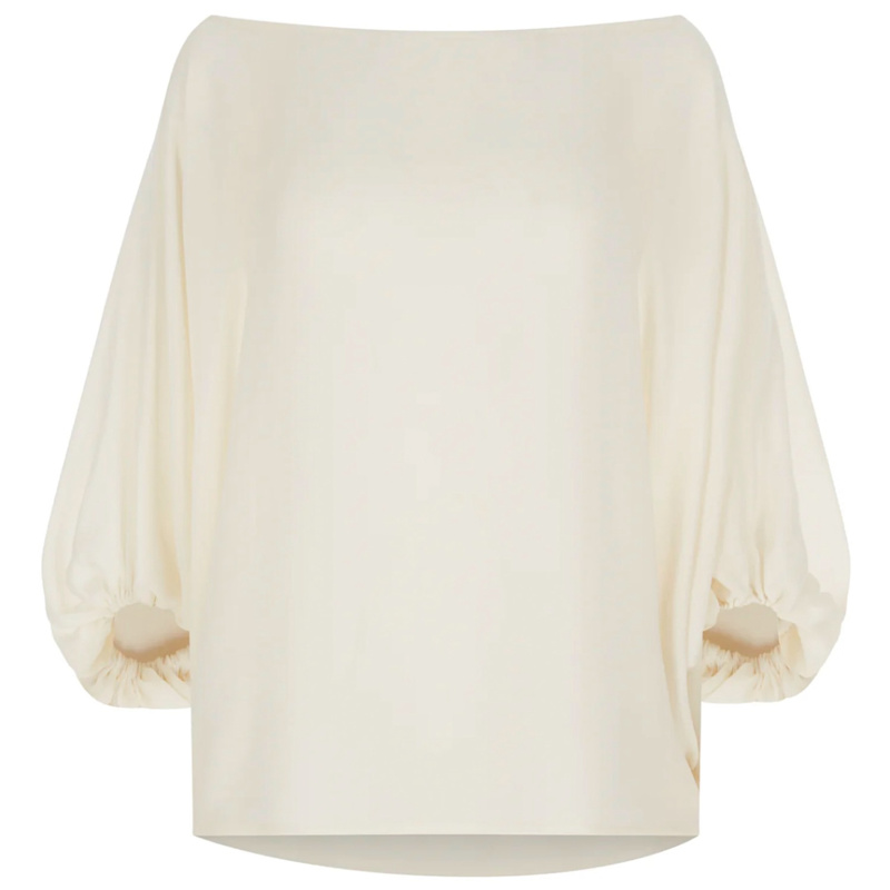 Thumbnail of Cream Silk Georgette  Scarf Blouse image