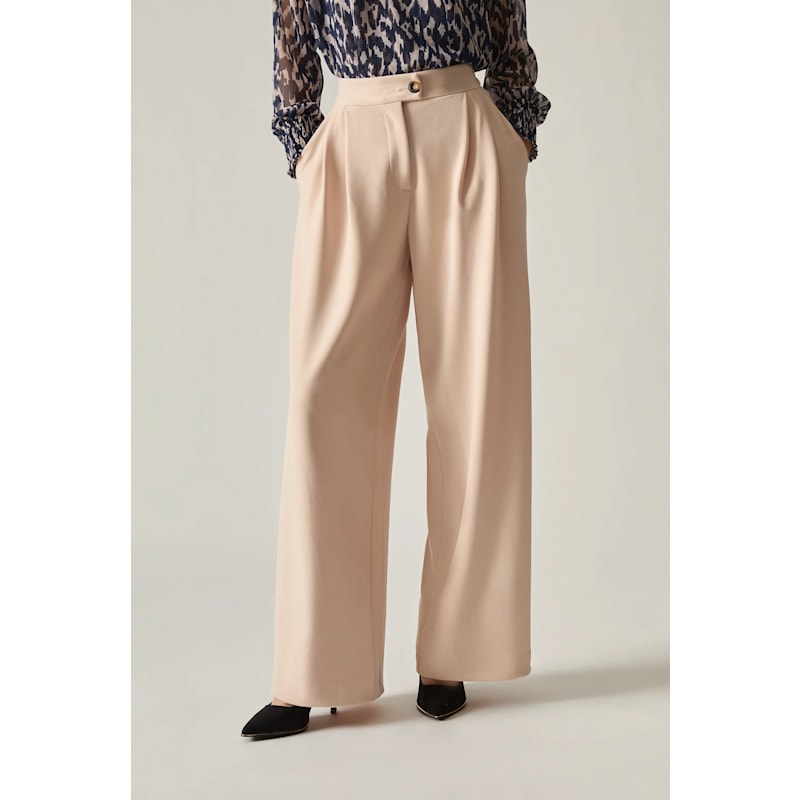Thumbnail of Cream Wide Leg Suit Trousers image