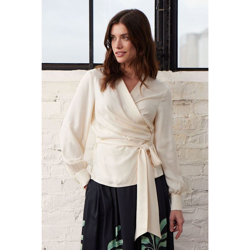 Thumbnail of Cream Wrap Blouse image