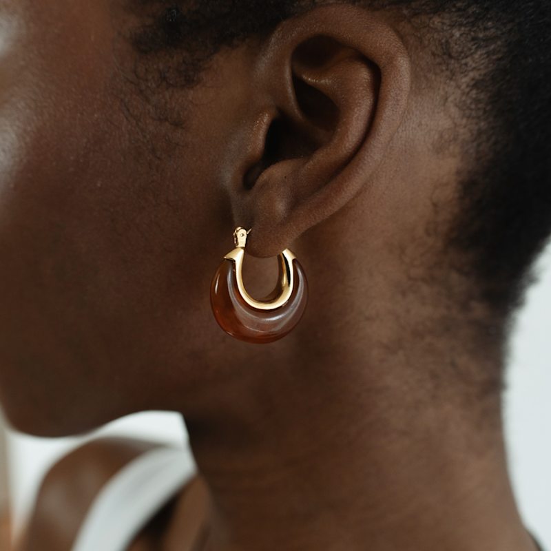 Thumbnail of Crescent Amber Hoops image