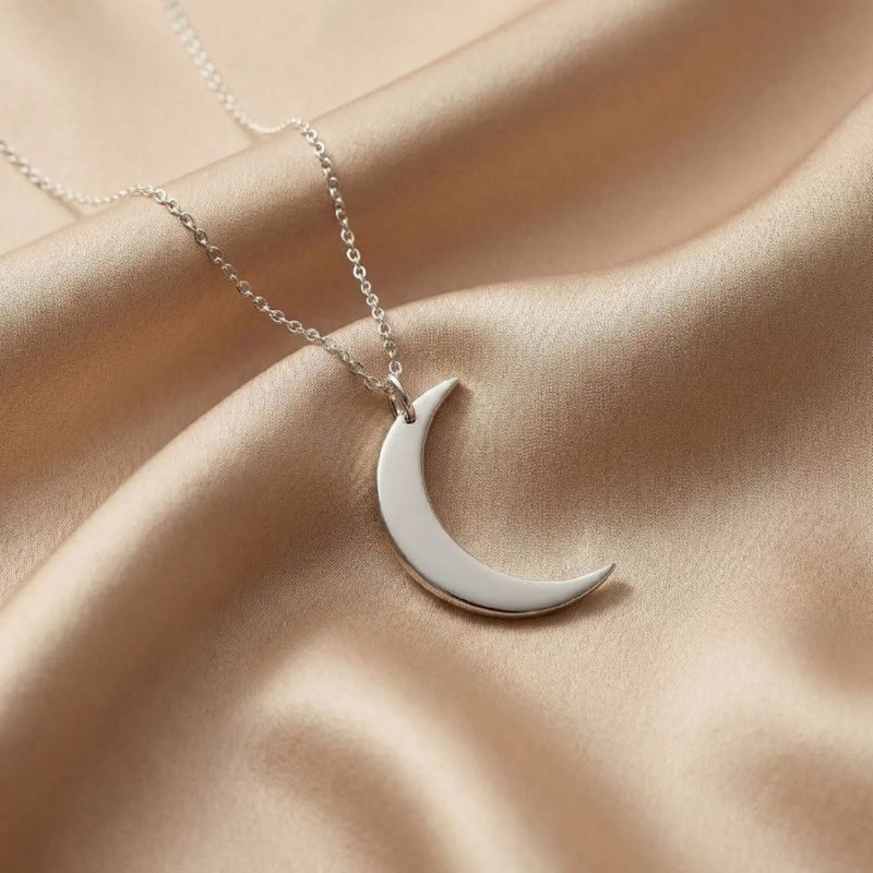 Thumbnail of Crescent Moon Sterling Silver Necklace image