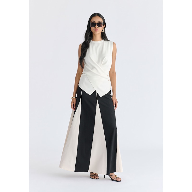 Thumbnail of Crew Neck Wrap Front Knit Top In White image