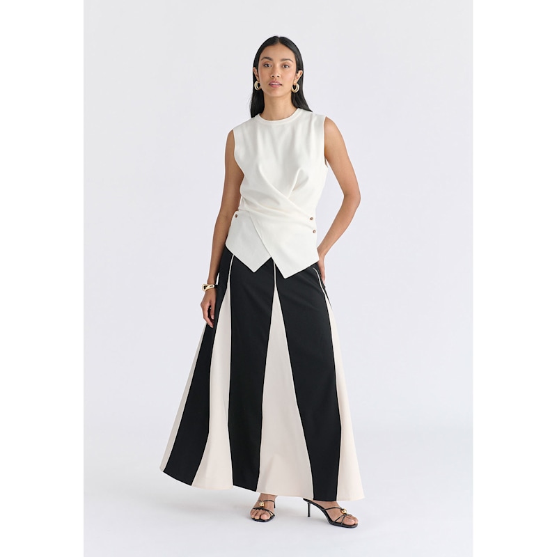 Thumbnail of Crew Neck Wrap Front Knit Top In White image