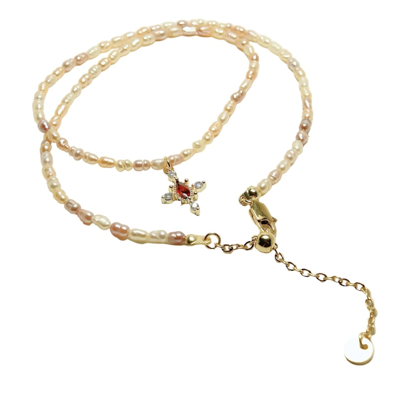 Thumbnail of Crimson Cross Pearl Necklace image
