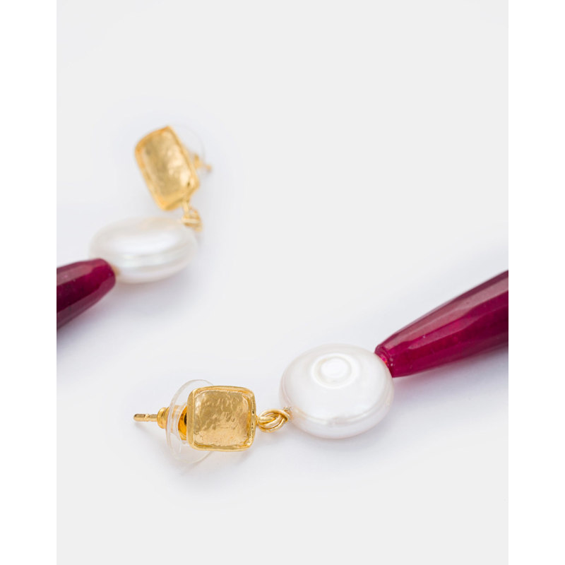 Thumbnail of Crimson Radiance Earrings With Ruby & Pearls image