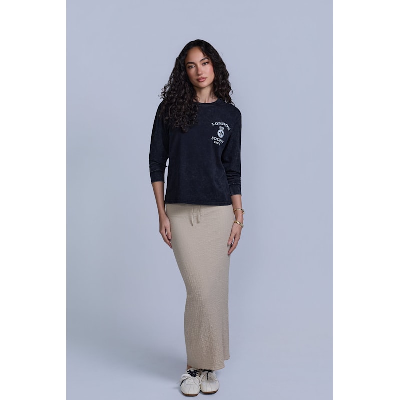 Thumbnail of Crinkle Cotton Midi Skirt-Lined -Sand image
