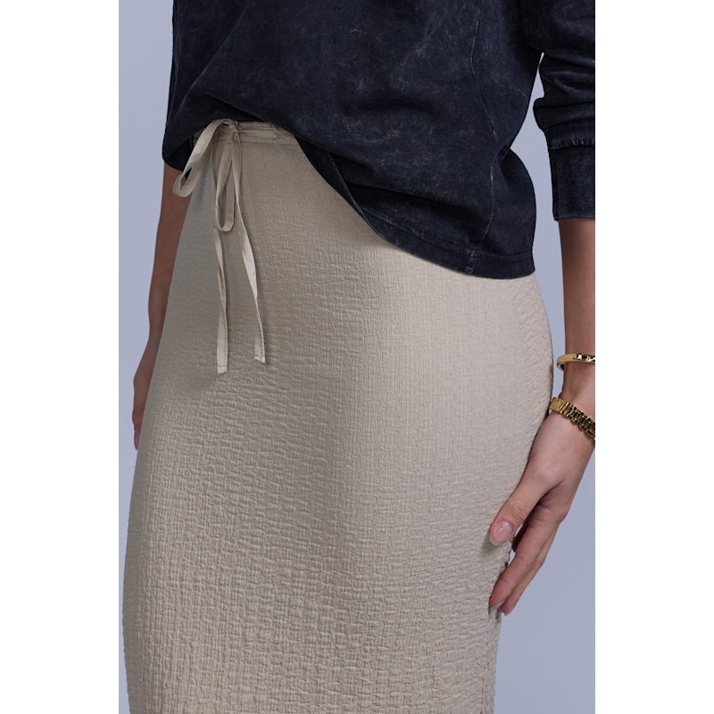 Thumbnail of Crinkle Cotton Midi Skirt-Lined -Sand image