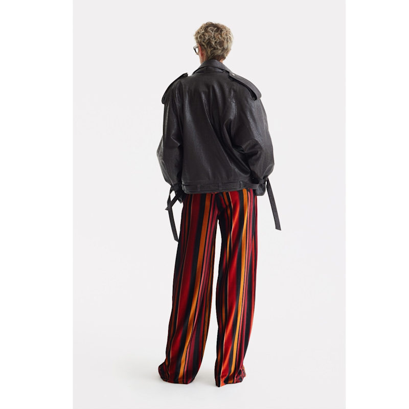 Thumbnail of Croc-Effect Faux Leather Oversized Jacket –  Dark Brown image