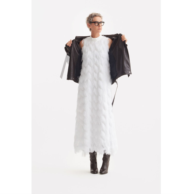 Thumbnail of Croc-Effect Faux Leather Oversized Jacket –  Dark Brown image
