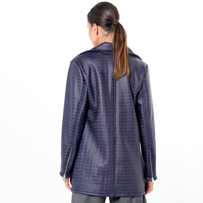Thumbnail of Croc-Effect Faux Suede Jacket In Blue image