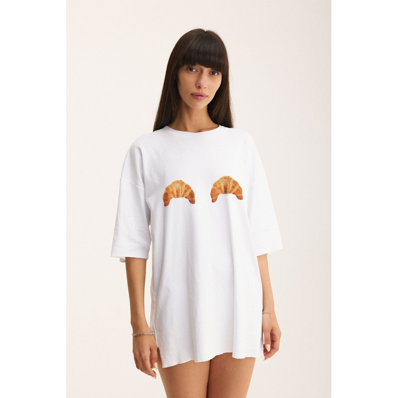 Thumbnail of Oversized White T-Shirt - Croissants W image