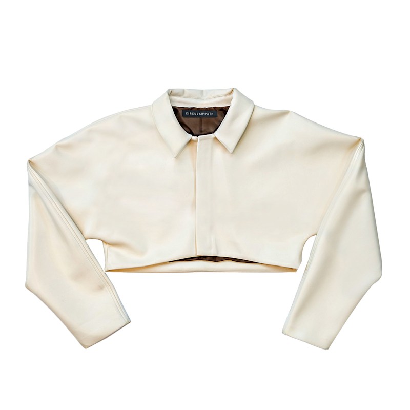 Thumbnail of Crop Vegan Leather Jacket - Cream image