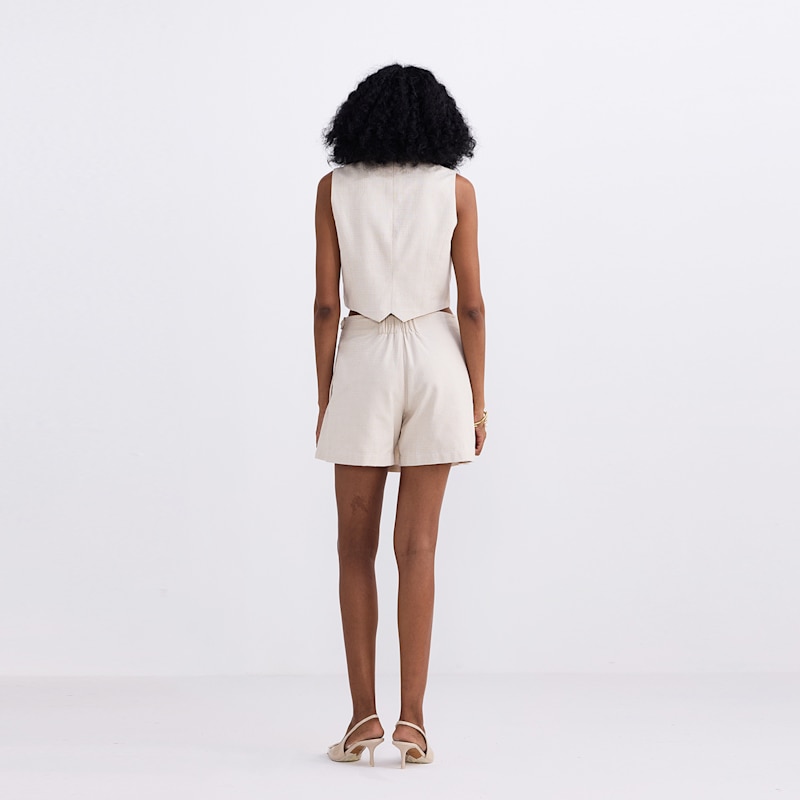 Thumbnail of Cropped Cotton Tweed Vest In Cream image