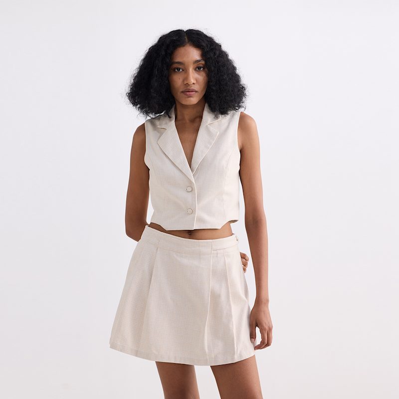 Thumbnail of Cropped Cotton Tweed Vest In Cream image
