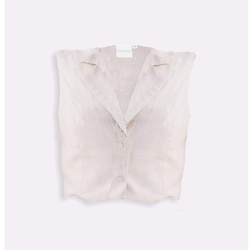 Thumbnail of Cropped Cotton Tweed Vest In Cream image