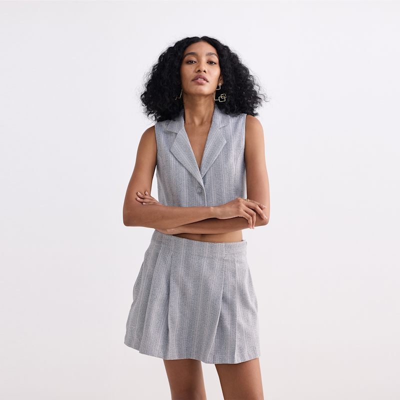 Thumbnail of Cropped Cotton Tweed Vest In Grey image
