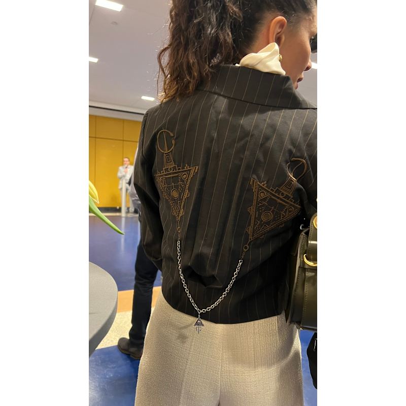 Thumbnail of Black & Brown Cropped Double Breasted Blazer image