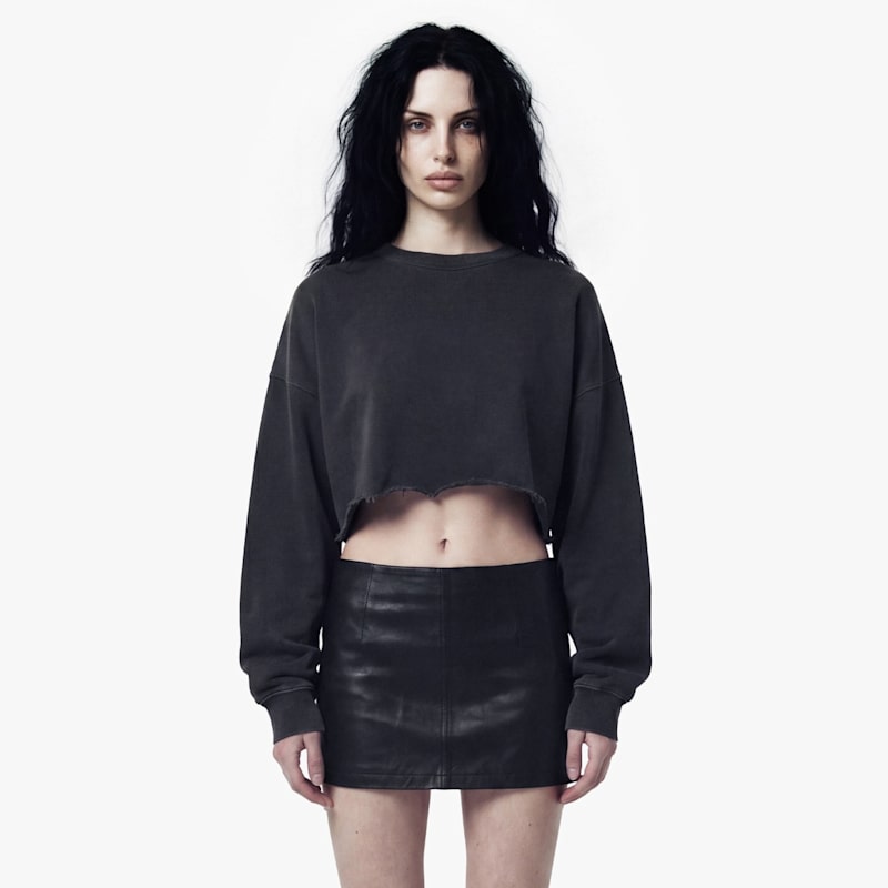 Thumbnail of Cropped Raw Edge Oversized Sweatshirt - Vintage Black image