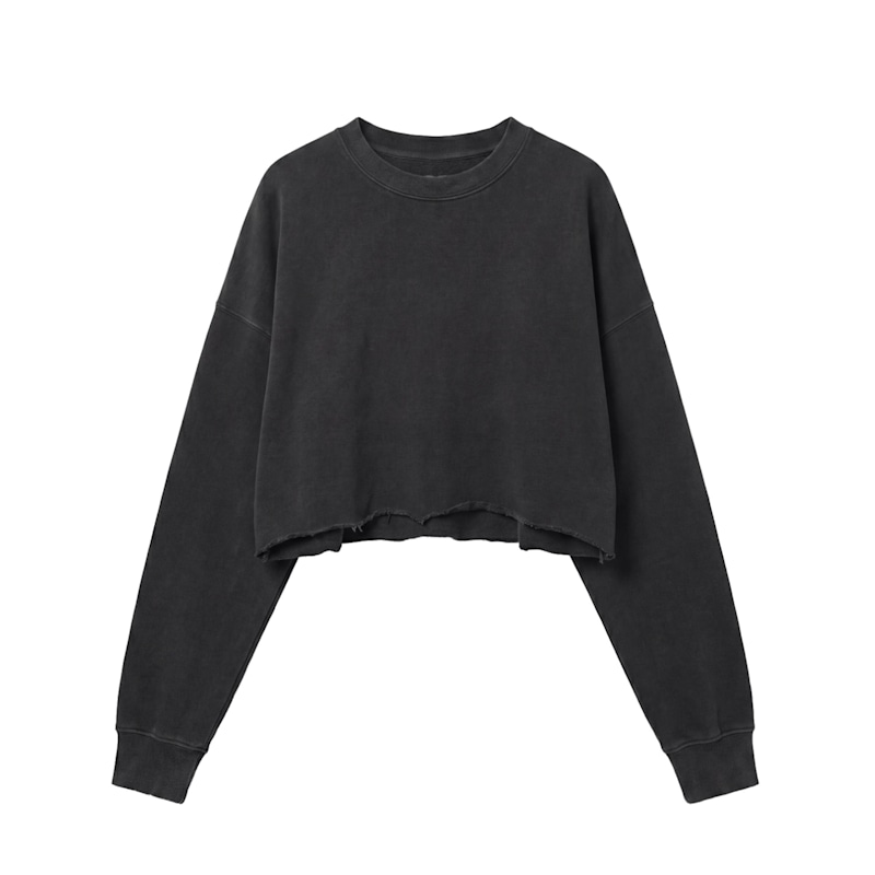 Thumbnail of Cropped Raw Edge Oversized Sweatshirt - Vintage Black image