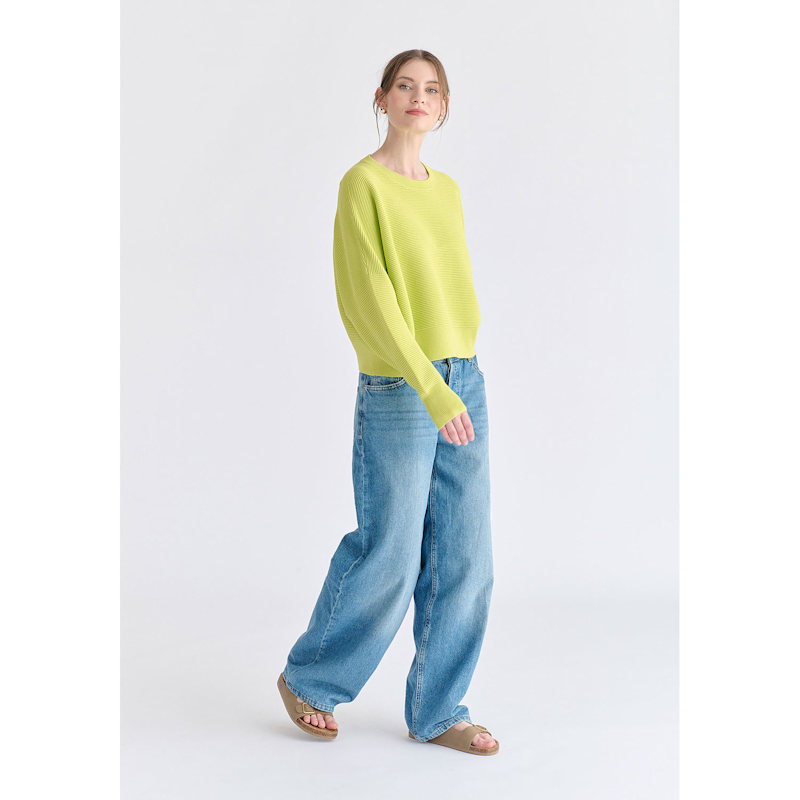 Thumbnail of Cropped Ribbed Jumper In Lime image