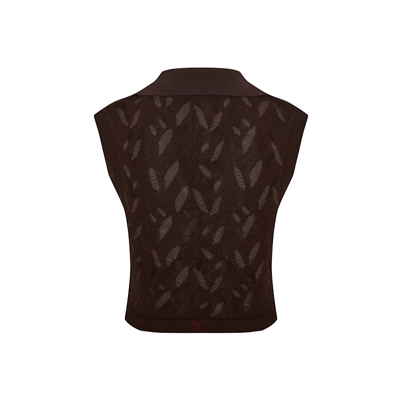 Thumbnail of Cropped Ripped Knit Top - Brown image
