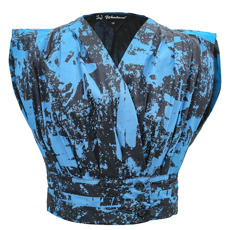 Thumbnail of Cross-Heart Crop Top In Cotton - Blue image