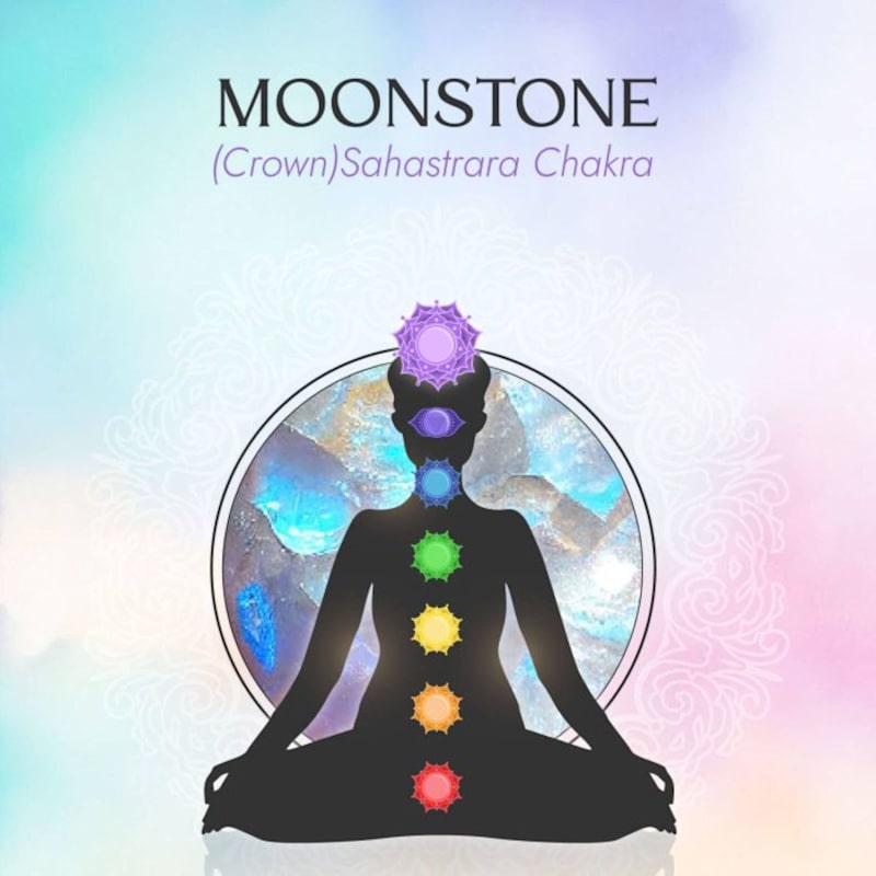 Thumbnail of Crown Chakra/Sahastrara Charm Necklace In Sterling Silver – Moonstone image