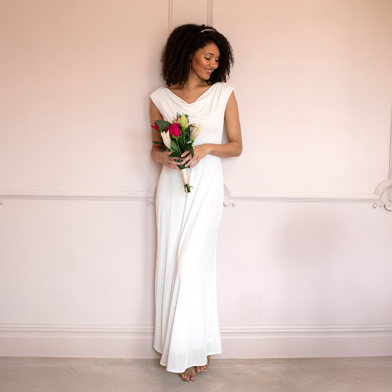 Thumbnail of Cruise Cowl Neck Wedding Dress In Ivory image