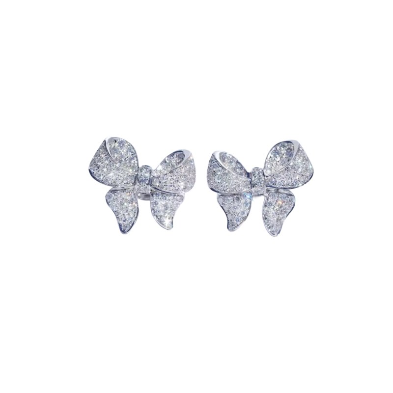 Thumbnail of Crystal Bow Silver Earrings image