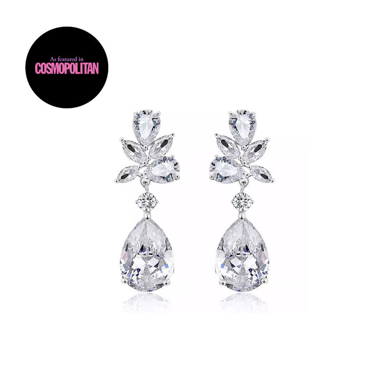 Thumbnail of Crystal Drop Dangle Silver Earrings image