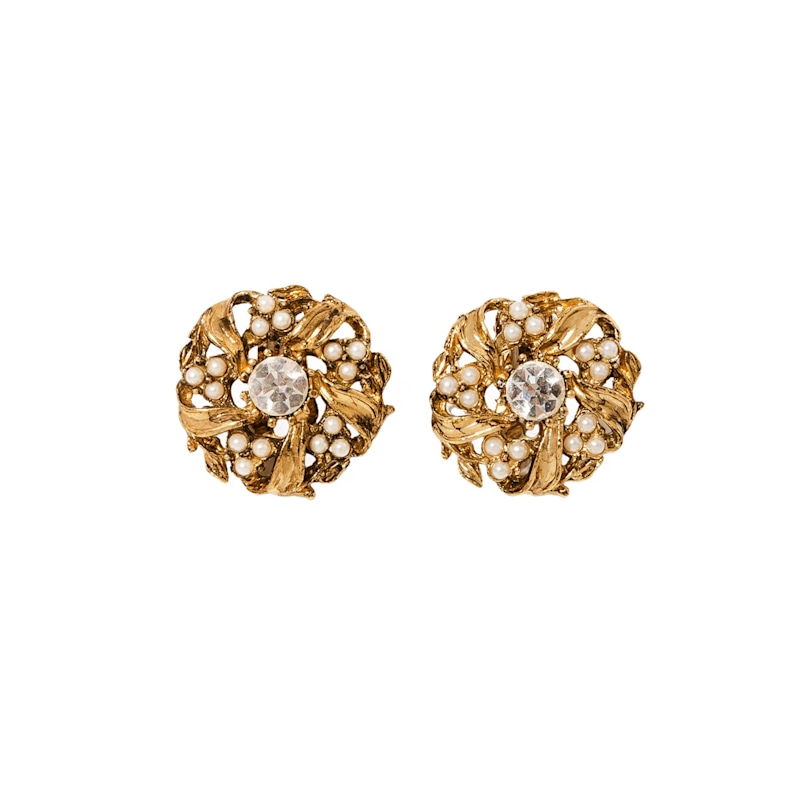 Thumbnail of Vintage Gold Plated Crystal Earrings image
