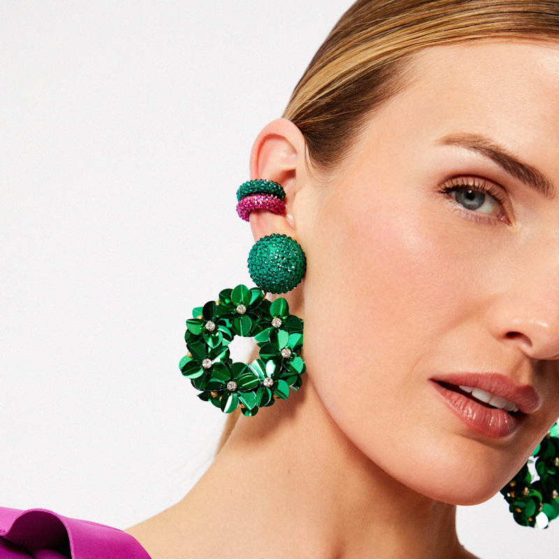 Thumbnail of Crystallised Lily Ear Cuff Fuchsia image