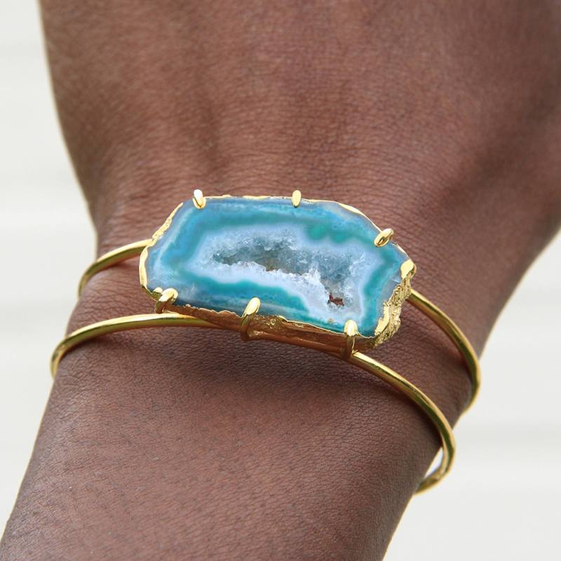 Thumbnail of Green Gemstone Summer Love Cuff Bracelet Horizontal image