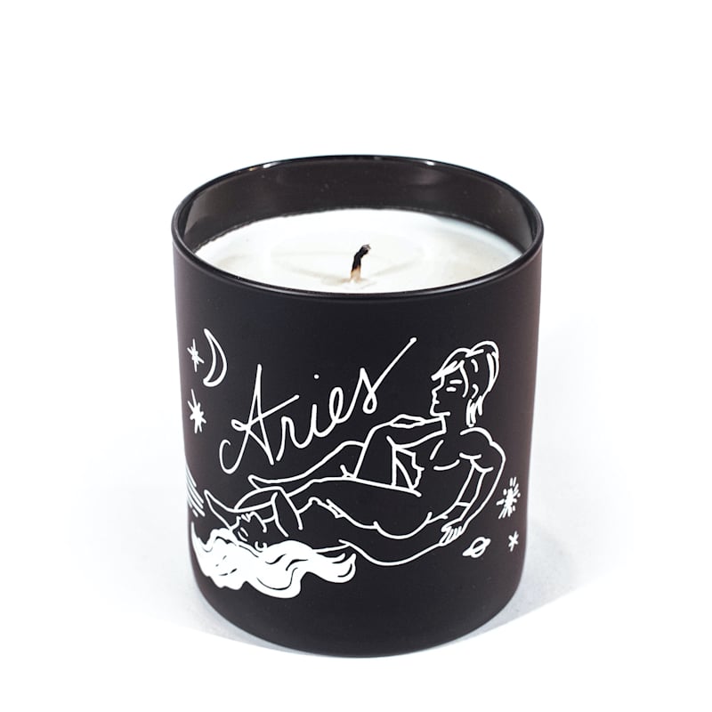 Aries Zodiac Horoscope Massage Candle | Black Cake | Wolf & Badger