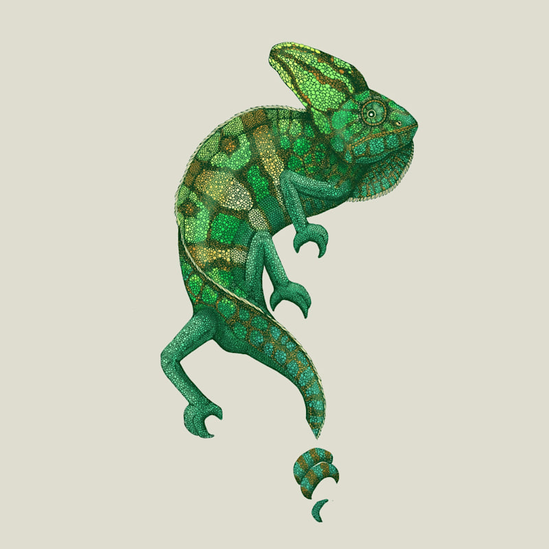 Thumbnail of Antique Chameleon Fine Art Print - A5 image