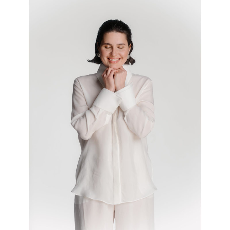 Thumbnail of Cupro Shirt With Large Collar - Off-White image