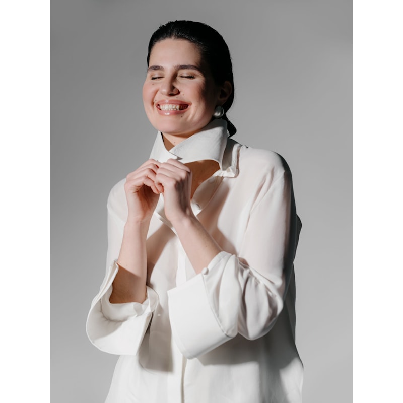 Thumbnail of Cupro Shirt With Large Collar - Off-White image
