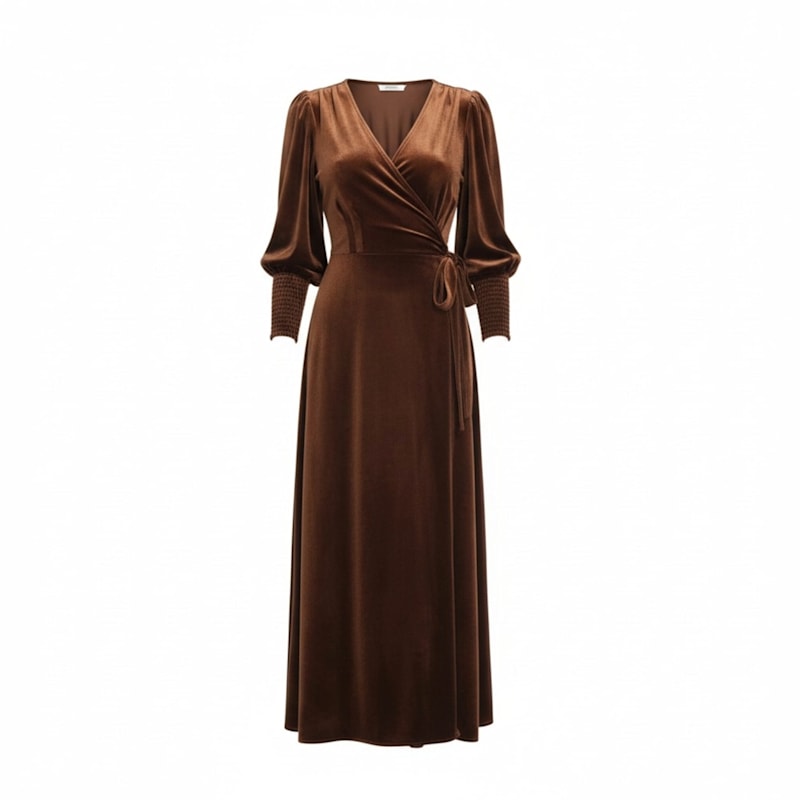 Current Mood Velvet Wrap Dress - Chocolate | Belle & Bloom | Wolf & Badger