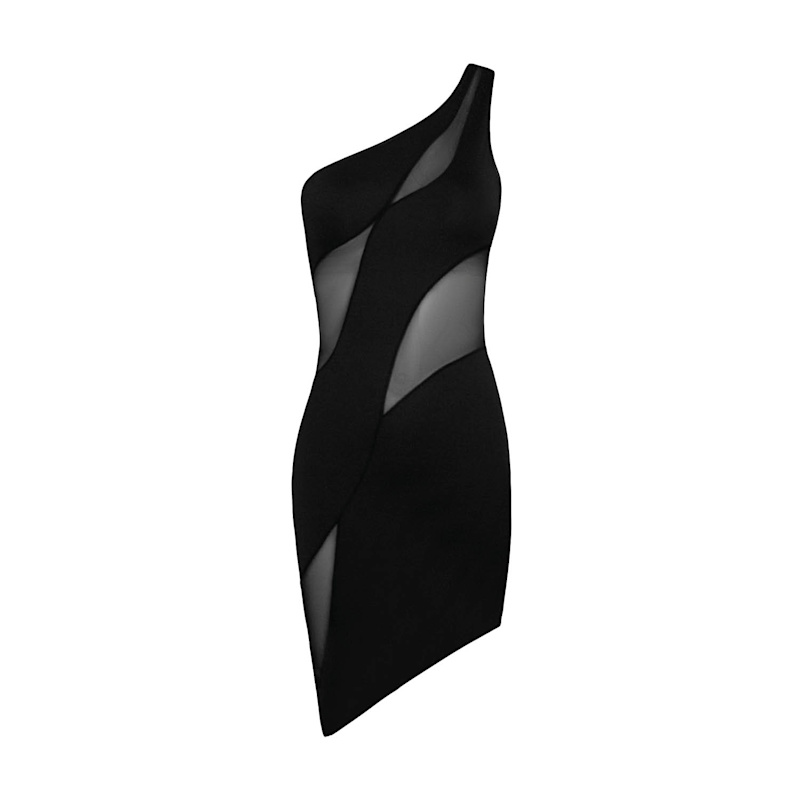 Ow Curve Mesh Mini Dress - Black