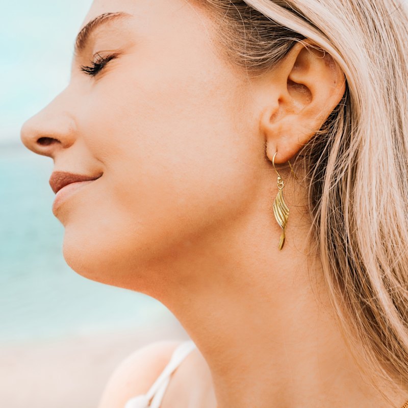 Thumbnail of Curved Gold Shell Drop Earrings image