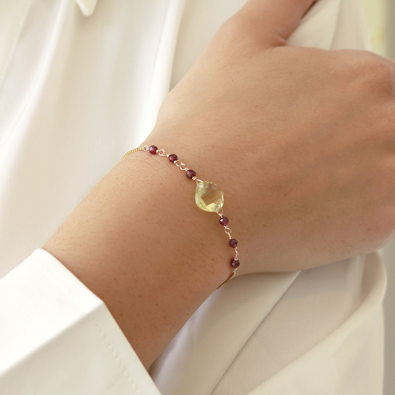 Thumbnail of Cushion Cut Lemon Quartz Slider Bracelet image