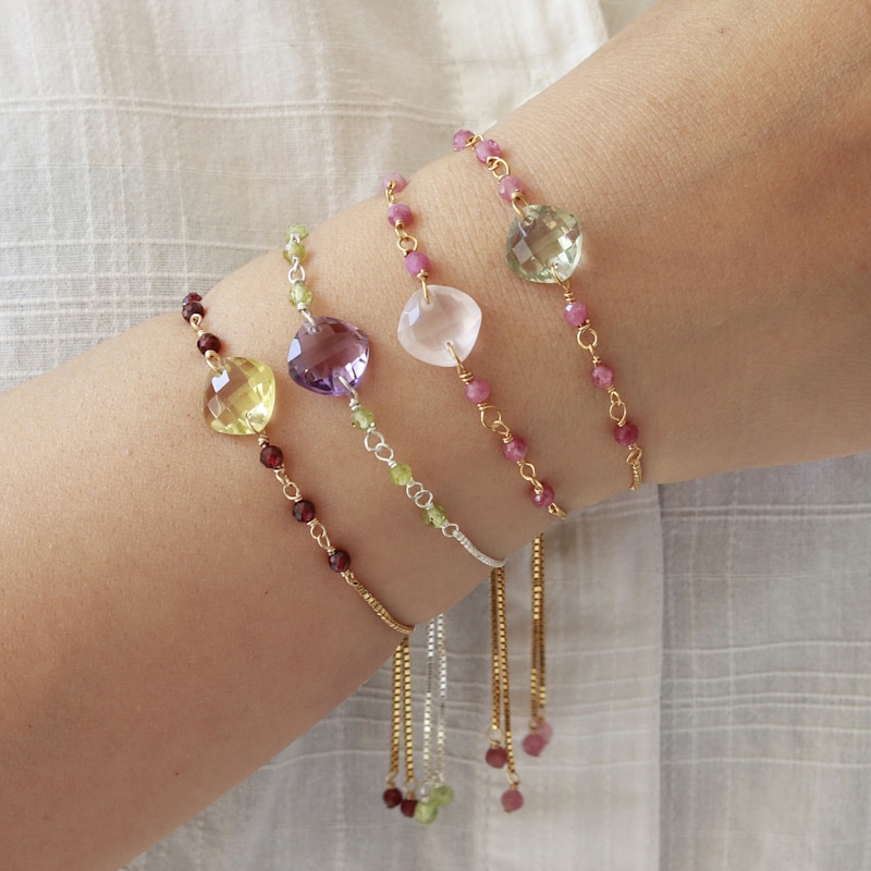 Thumbnail of Cushion Cut Lemon Quartz Slider Bracelet image