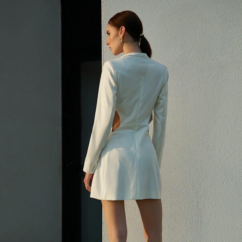 white cut out blazer dress Cut-Out Blazer Dress
