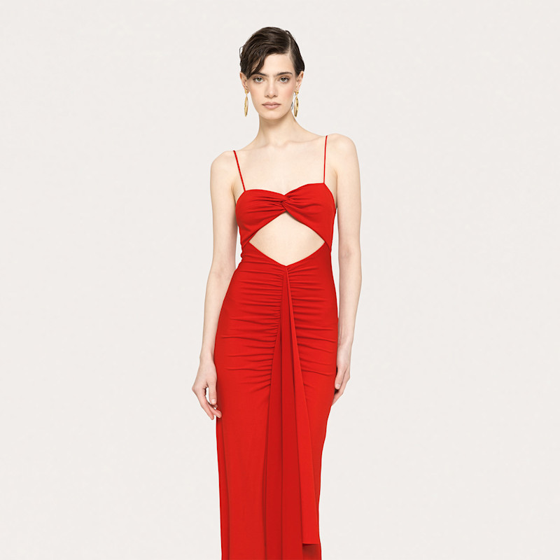Thumbnail of Cut-Out Jersey Maxi Dress Red image