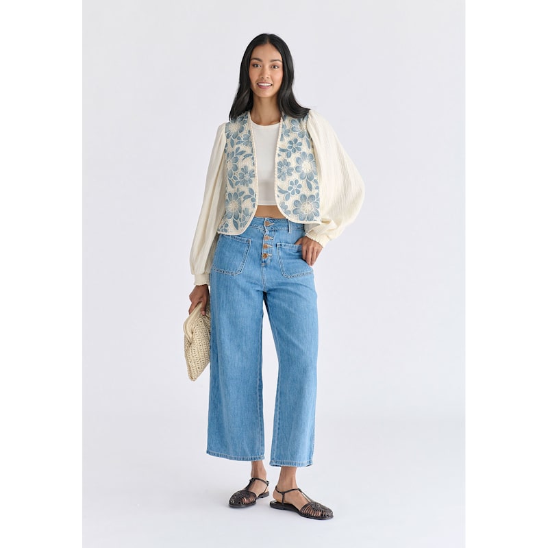 Thumbnail of Cutwork Embroidery Cheesecloth Jacket In Light Blue image