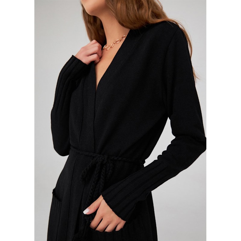 Thumbnail of Shawl Collar Cashmere Blend Long Cardigan - Black image