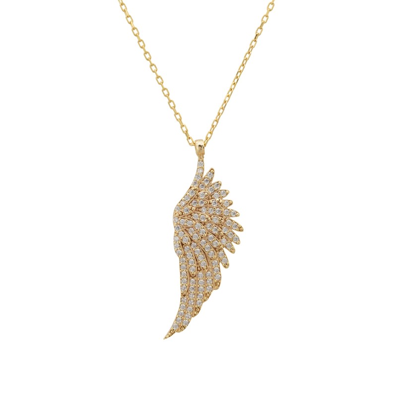 Thumbnail of Large Angel Wing Necklace Gold image