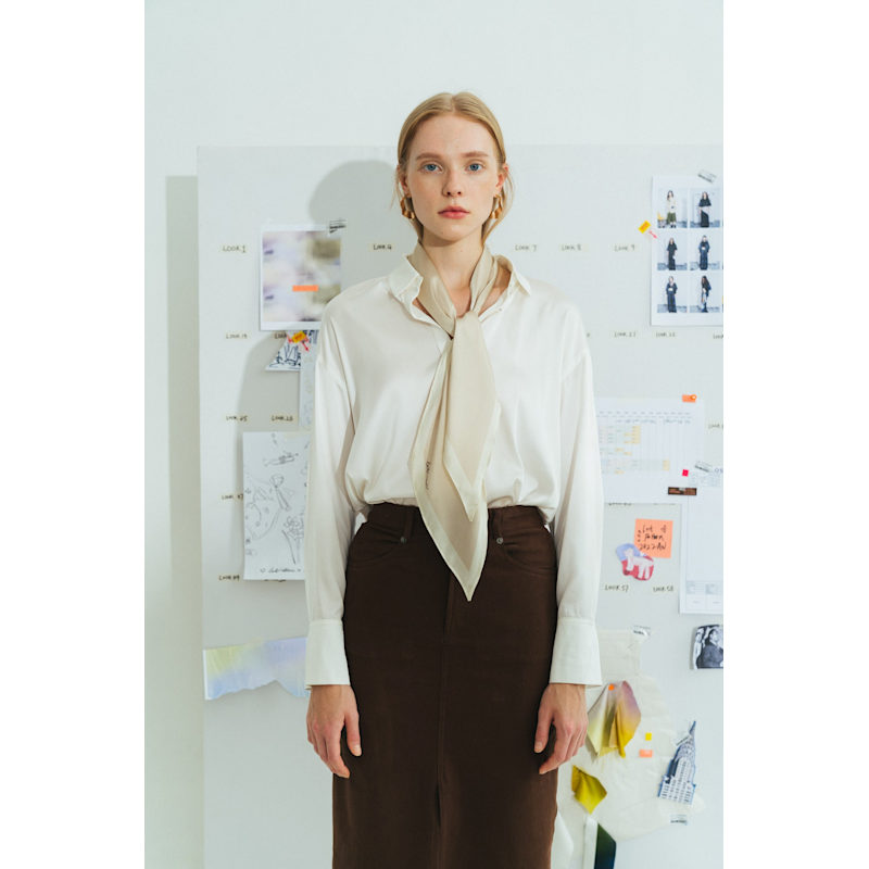 Thumbnail of Satin Silk Neck Scarf - White image