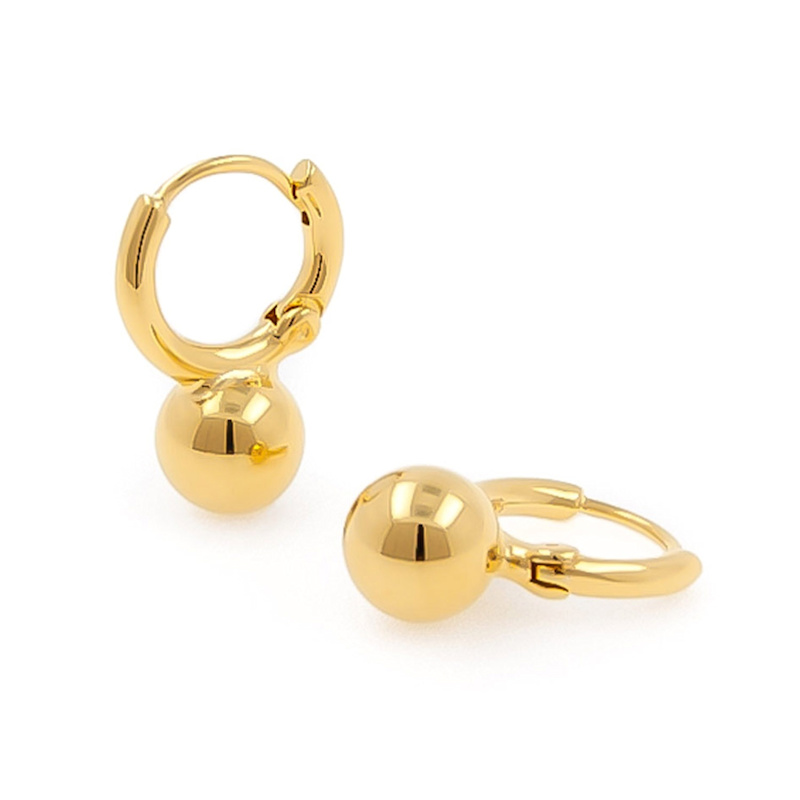 Thumbnail of Gold Pearl Huggie Hoop Earrings image